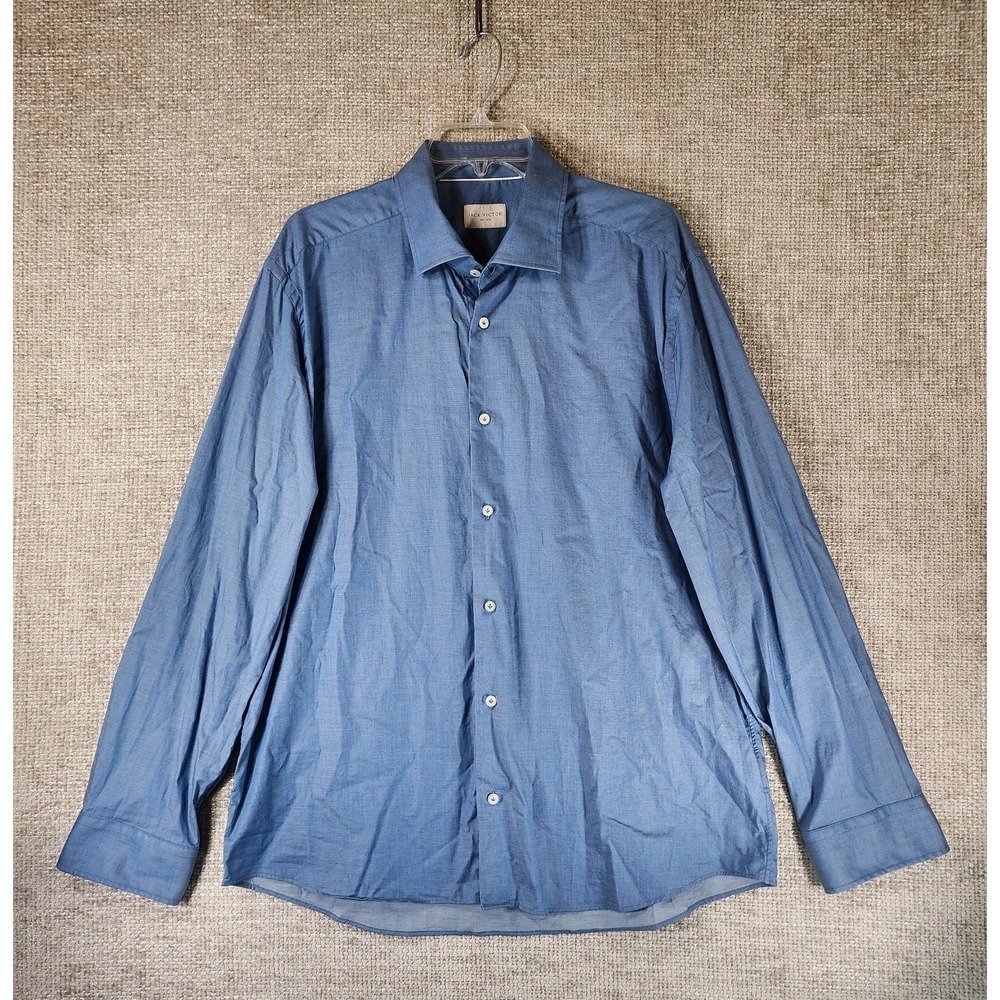 Jack‎ Victor Avery Long Sleeve Sportshirt Mens 2XL Blue Button Up Stretch Cotton